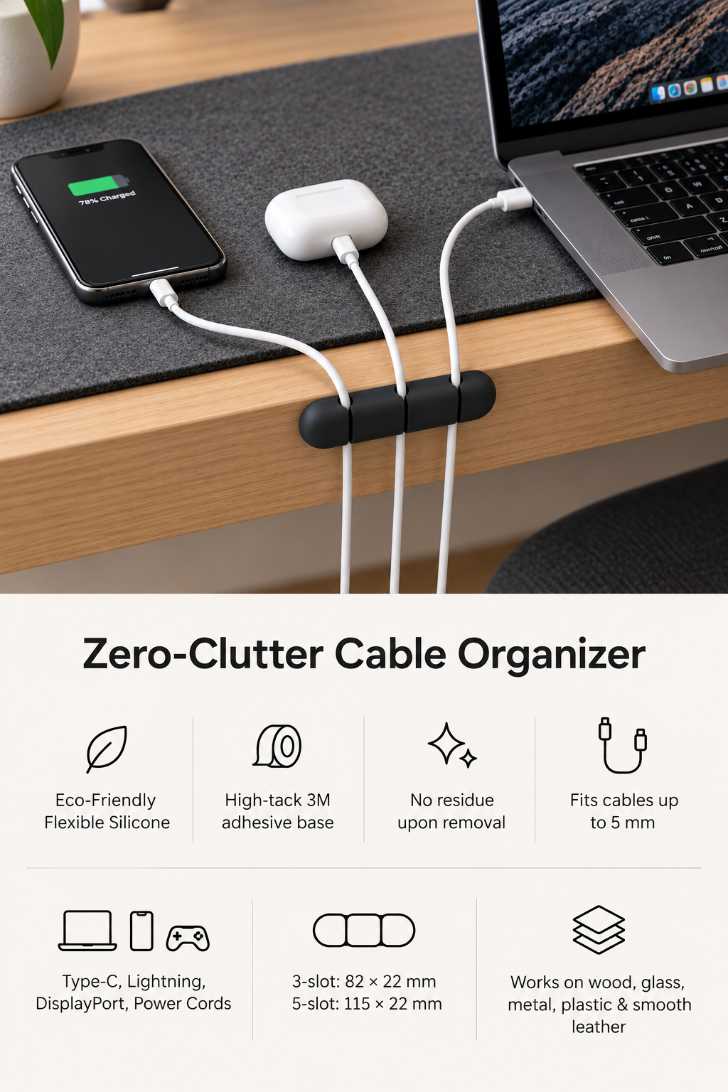 Zero-Clutter Cable Organizer