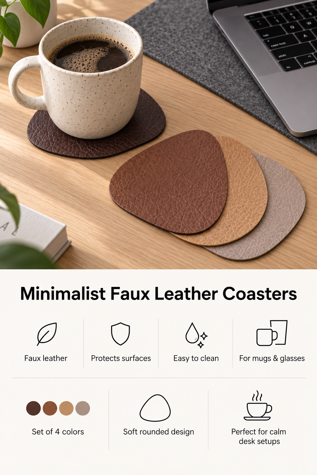 Premium Faux Leather Coasters (Pack of 4)